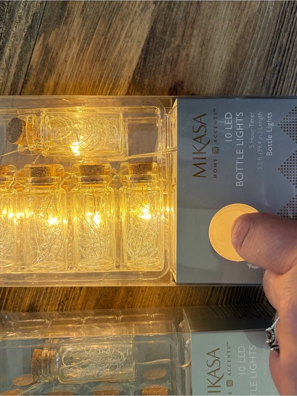 Mikasa Clear Glass Mini Bottle LED String Lights with Cork Tops; set of three